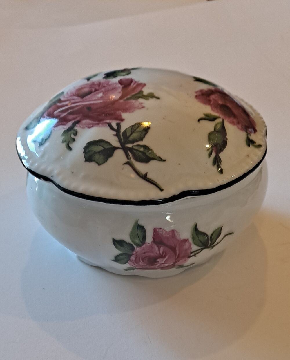 Handpainted Porcelain Antique Dresser Container, Austria